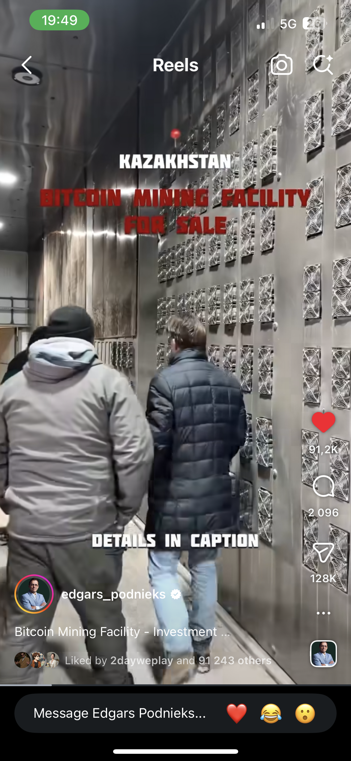 Viral reel — 91.2K likes, 128K shares